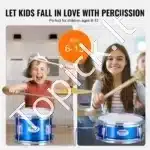 Vaikiškas 3 dalių būgnų komplektas su kėdute ir lėkšte, mėlynos spalvos - Image 3