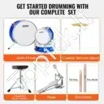 Vaikiškas 3 dalių būgnų komplektas su kėdute ir lėkšte, mėlynos spalvos - Image 5