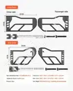 Vamzdinės durelės, 4 vnt., Jeep Wrangler JK, 2007–2018, juodos - Image 7