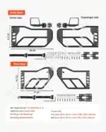 Vamzdinės durelės, 4 vnt., Jeep Wrangler/Gladiator, 2018–2024, juodos - Image 7