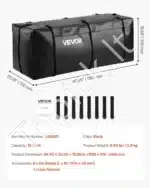 Vandeniui atsparus krovinių krepšys automobiliui, ant kablio, 0.34 m³ / 118.5x51x50 cm - Image 7