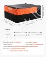 Vandeniui atsparus krovinių krepšys automobiliui, ant stogo, 0.73 m³ / 130x102x55.5 cm - Image 6