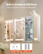 Veidrodis su spintele ir LED apšvietimu, 100 x 60 cm - Image 7