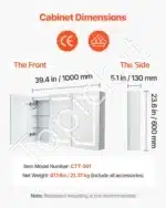 Veidrodis su spintele ir LED apšvietimu, 100 x 60 cm - Image 2