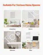 Ventiliacinės Grotelės su Lamelėmis ir Filtru (57,4x70,2x4 cm) | Baltos Plieninės Atvamzdžio Grotelės | Angai 50x63 cm - Image 6