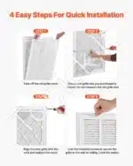 Ventiliacinės Grotelės su Lamelėmis ir Filtru (57,4x70,2x4 cm) | Baltos Plieninės Atvamzdžio Grotelės | Angai 50x63 cm - Image 5