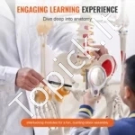 Viso Dydžio Žmogaus Skeletas (182 cm) – Anatomijos Modelis su Raumenų Taškais, Rašliais, Judančiais Sąnariais, PVC - Image 2