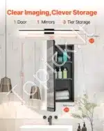 Vonios spintelė su veidrodžiu | Pakabinama aliuminio spintelė su lentynėlėmis 61x13x76 cm - Image 2