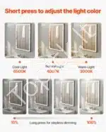 Vonios veidrodis su spintele ir LED apšvietimu, 50 x 70 cm - Image 3