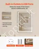 Vonios veidrodis su spintele ir LED apšvietimu, 50 x 70 cm - Image 7