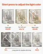 Vonios veidrodis su spintele ir LED apšvietimu, 65 x 65 cm - Image 3