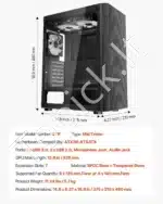 Žaidimų PC korpusas, vidutinio dydžio, su 3x 120 mm ARGB ventiliatoriais - Image 7