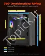 Žaidimų PC korpusas, vidutinio dydžio, su 3x 120 mm ARGB ventiliatoriais - Image 3