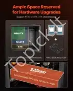 Žaidimų PC korpusas, vidutinio dydžio, su 3x 120 mm ARGB ventiliatoriais - Image 4