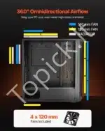 Žaidimų PC korpusas, vidutinio dydžio, su 4x 120 mm ventiliatoriais - Image 4