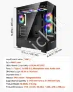 Žaidimų PC korpusas, vidutinio dydžio, su 6x 120 mm ARGB ventiliatoriais - Image 7