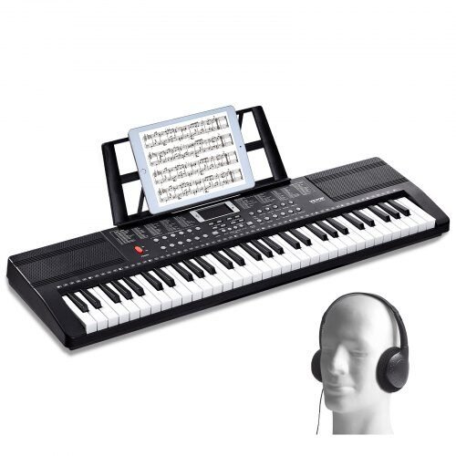 us2F61JBPZSMGQ61JYYXMV92Fgoods_img-v22Fkeyboard-piano-m100-1.2.jpg Skaitmeninis sintezatorius, 61 klavišas, juodas, su mikrofonu ir ausinėmis, 85 x 26 x 7 cm - Image 1