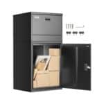 Pašto dėžė su siuntų skyriumi, 500 x 398 x 980 mm, juodos spalvos, plieninė