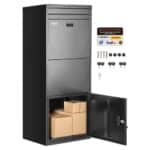 Pašto dėžė su siuntų skyriumi, 1198 x 500 x 360 mm, juodos spalvos, plieninė