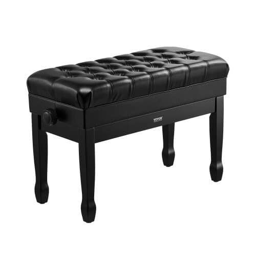 us2FDCWXGQZDSMSRQOODMV02Fgoods_img-v12Fpiano-bench-m100-1.2.jpg Reguliuojamas dvivietis pianino suoliukas, 75 x 36 x 51.5-59 cm, juodos spalvos, su daiktadėže - Image 1