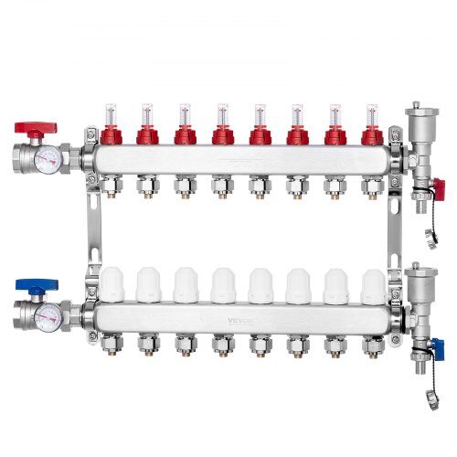 us2FDRFSQBXG8HLGLMFE1V02Fgoods_img-v12Fradiant-heat-manifold-m100-1.2.jpg 8 Kontūrų Kolektorius Grindiniam Šildymui | Nerūdijantis Plienas | Reguliuojamas Srautas 5 L/min - Image 1
