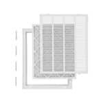 Ventiliacinės Grotelės su Lamelėmis ir Filtru (57,4x70,2x4 cm) | Baltos Plieninės Atvamzdžio Grotelės | Angai 50x63 cm