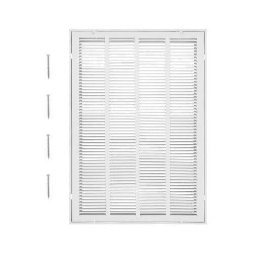 us2FHFGLGZW20H30EB1D9001V02Fgoods_img-v12Freturn-air-grille-m100-1.2.jpg Didelės Stačiakampės Ventiliacijos Grotelės su Lamelėmis BE Filtro (57,2x83x4 cm) | Baltos Plieninės Grotelės Angai 50,5x75,5 cm - Image 1