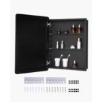 Vonios spintelė su veidrodžiu | Pakabinama aliuminio spintelė su lentynėlėmis 61x13x76 cm