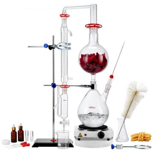us2FJYTQBLZZJPDJMWNR6V22Fgoods_img-v12Fdistillation-apparatus-m100-1.2.jpg Eterinių Aliejų Distiliavimo Rinkinys – 2000 ml, 3.3 Borosilikatinis Stiklas, 1000W, 24/40 Jungtis - Image 1