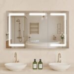 Veidrodis su spintele ir LED apšvietimu, 100 x 60 cm