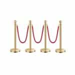 Auksiniai atitvarų stulpeliai su raudonomis virvėmis, 4 vnt. / 1.5 m