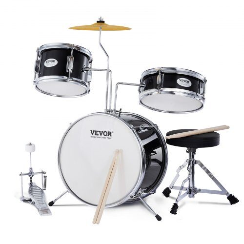 us2FSJTJZGSGZ14HSQWVHV02Fgoods_img-v12Fdrum-set-m100-1.2.jpg Vaikiškas 3 dalių būgnų komplektas su kėdute ir lazdelėmis, juodas - Image 1