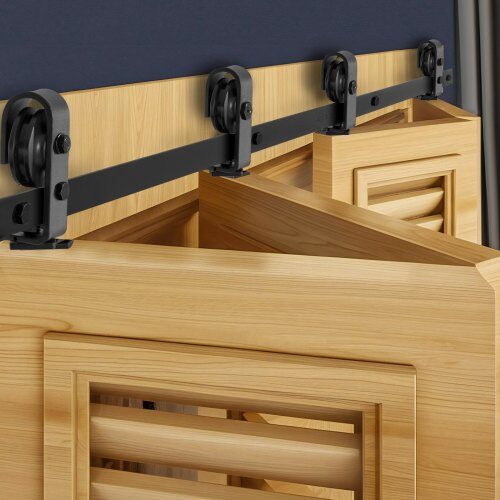 us2FZDSMDGDGSM2DR3L63001V02Fgoods_img-v12Fbifold-sliding-barn-door-hardware-kit-m100-1.2.jpg Stumdomų durų bėgelių sistema, iki 150 kg, 193 cm - Image 1