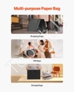 100 vnt. Dideli Juodi Pirkinių Maišeliai ( popieriniai )  40,6×15,2×30,8 cm, Kraft Popierius - Image 6