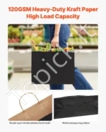 100 vnt. Dideli Juodi Pirkinių Maišeliai ( popieriniai )  40,6×15,2×30,8 cm, Kraft Popierius - Image 3