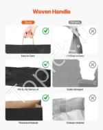 100 vnt. Dideli Juodi Pirkinių Maišeliai ( popieriniai )  40,6×15,2×30,8 cm, Kraft Popierius - Image 4