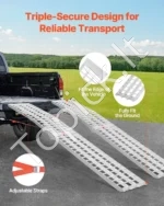 2 Ilgos Pakrovimo/Užvažiavimo Rampos Keturračiams/Traktoriukams, 3050 mm x 450 mm, 907 kg (Porai), Su Rankenomis - Image 4