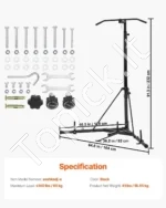 2-in-1 Bokso Stovas su Prisitraukimų Skersiniu, Plienas, Reguliuojamas 180–232 cm - Image 7