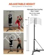 2-in-1 Bokso Stovas su Prisitraukimų Skersiniu, Plienas, Reguliuojamas 180–232 cm - Image 3