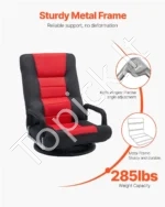 360° Sukamas Grindų Fotelis su Porankiais ir Reguliuojamu Atlošu, 6 Padėtys - Image 4