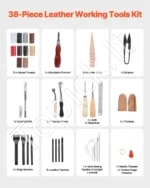 38 vnt. Odos Apdirbimo Pradžios Rinkinys: Siuvimo, Štampavimo ir Skylmušimo Įrankiai - Image 2
