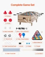 4-in-1 Kompaktinis Vaikų Žaidimų Stalas: Air Hockey, Bilijardas, Futbolas, Tenisas - Image 5