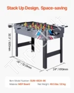 4-in-1 Kompaktinis Žaidimų Stalas: Oro Ritulys, Bilijardas, Stalo Futbolas, Tenisas, 122 x 60 x 81,5 cm, MDF - Image 7