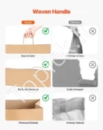 50 vnt. Dideli Rudo/Natūralaus Popieriaus Pirkinių Maišeliai su Rankenomis, 40,6×15,2×30,8 cm, Kraft Popierius - Image 4