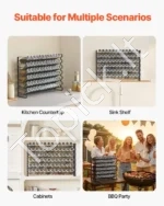 6 Aukštų Prieskonių Stovas (Organizatorius) su 72 Tuščiais Indeliais, 591×118×407 mm, Plieno Rėmas - Image 6