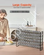 6 Aukštų Prieskonių Stovas (Organizatorius) su 72 Tuščiais Indeliais, 591×118×407 mm, Plieno Rėmas - Image 2