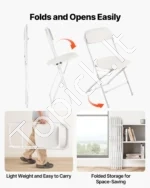 6 Sulankstomos KėdėsBaltos,Su Tvirto Metalinio Rėmu, 158 kg Talpa - Image 6