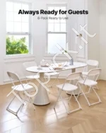 6 Sulankstomos KėdėsBaltos,Su Tvirto Metalinio Rėmu, 158 kg Talpa - Image 2