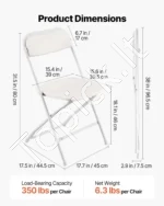 6 Sulankstomos KėdėsBaltos,Su Tvirto Metalinio Rėmu, 158 kg Talpa - Image 3