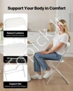 6 Sulankstomos KėdėsBaltos,Su Tvirto Metalinio Rėmu, 158 kg Talpa - Image 4